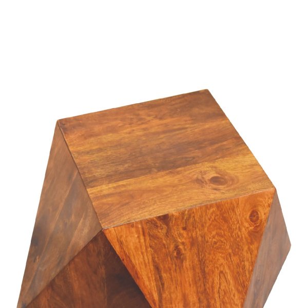Solid Mango Wood Chestnut Finished Abstract Side Table - Image 5