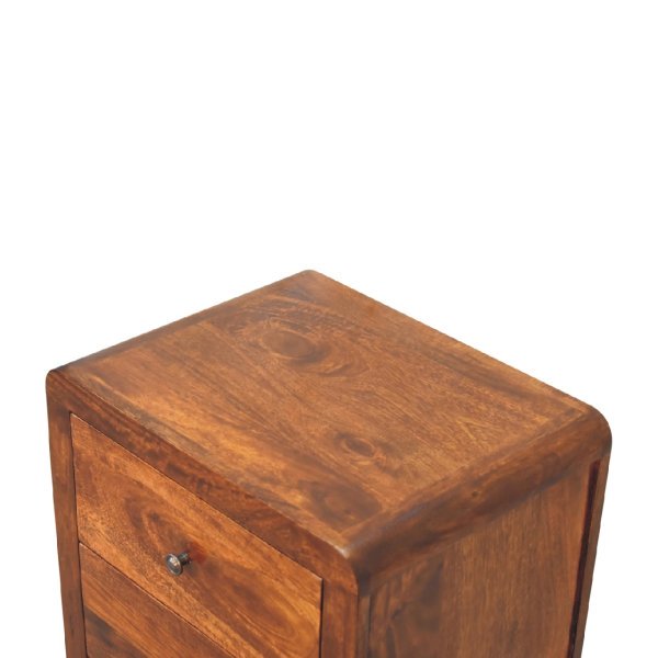 Solid Mango Wood Chestnut Finished 3 Drawer Aspen Bedside - Image 5
