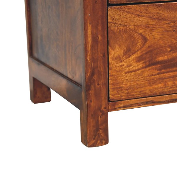 Solid Mango Wood Chestnut Finished 3 Drawer Aspen Bedside - Image 7