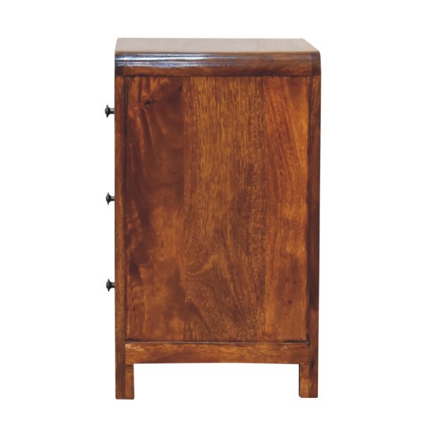 Solid Mango Wood Chestnut Finished 3 Drawer Aspen Bedside - Image 8