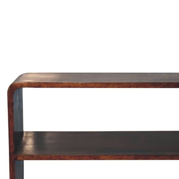 Solid Mango Wood Chestnut Finished 2 Drawer Bookcase - Image 4