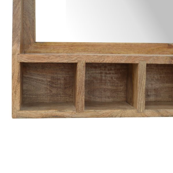 Solid Mango Wood Natural Finished 5 Slot Floating Unit with Mirror - Image 7