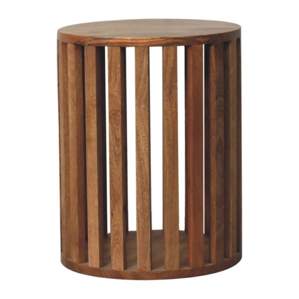 Solid Mango Wood Oak Finished Ariella End Table - Image 2