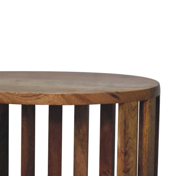 Solid Mango Wood Oak Finished Ariella Single Shelf Bedside - Image 4