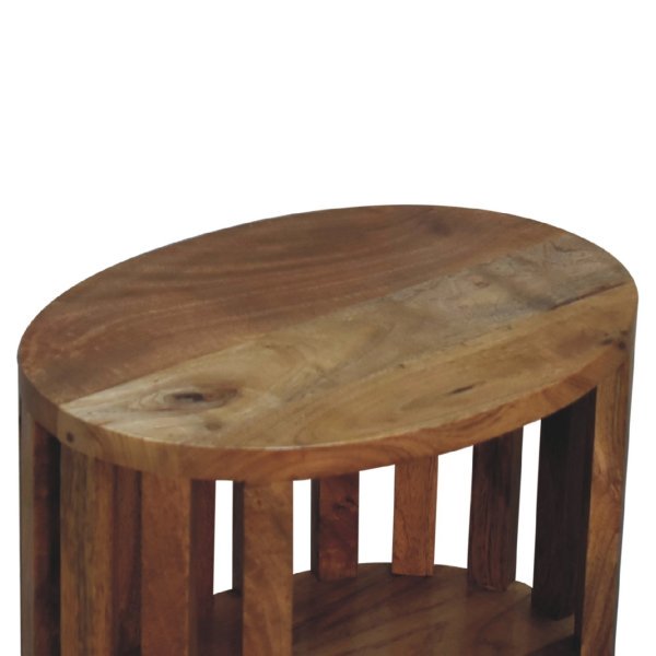 Solid Mango Wood Oak Finished Ariella Single Shelf Bedside - Image 5