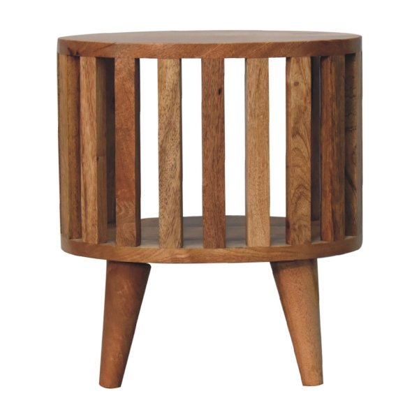 Solid Mango Wood Oak Finished Ariella Single Shelf Bedside - Image 9