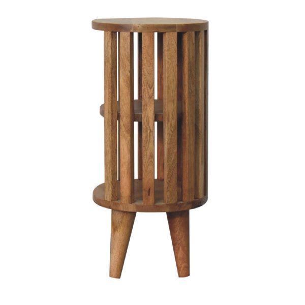Solid Mango Wood Oak Finished Double Shelf Ariella Bedside - Image 8