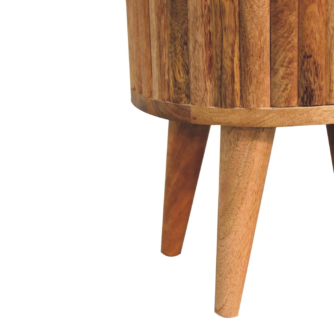 Solid Mango Wood Oak Finished 2 Drawer Stripe Rounded Bedside - Image 7