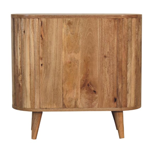 Solid Mango Wood Oak Finished 2 Striped Door Cabinet - Image 9