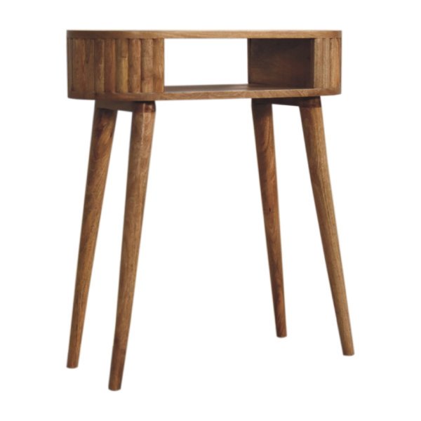 Solid Mango Wood Oak Finished 1 Drawer Writing Desk - Image 2