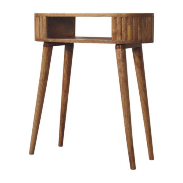 Solid Mango Wood Oak Finished 1 Drawer Writing Desk - Image 3