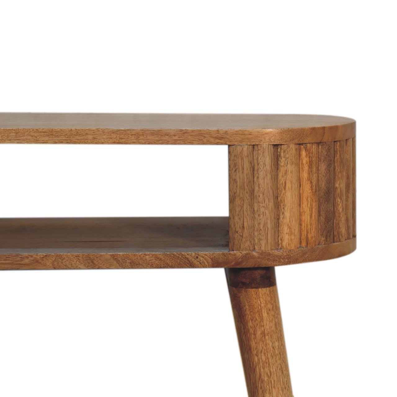 Solid Mango Wood Oak Finished 1 Drawer Writing Desk - Image 4
