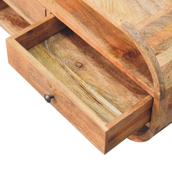 Solid Mango Wood Oak Finished 2 Drawer Curved Edge Media Unit - Image 6