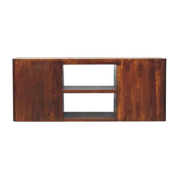 Solid Mango Wood Chestnut Finished 4 Drawer 2 Slots Luca Media Unit - Image 10