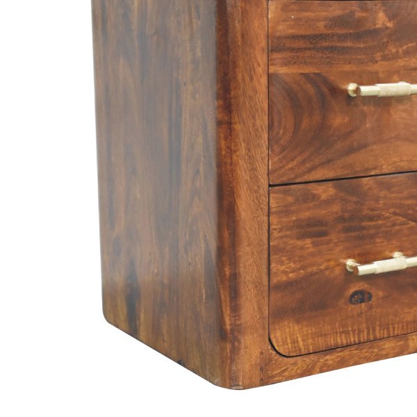 Solid Mango Wood Chestnut Finished 4 Drawer 2 Slots Luca Media Unit - Image 8