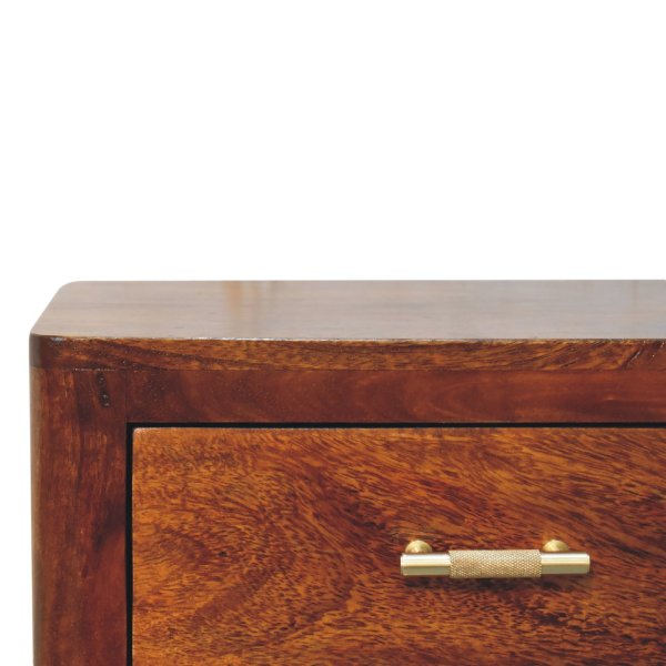Solid Mango Wood Chestnut Finished 3 Drawer Luca Bedside - Image 4
