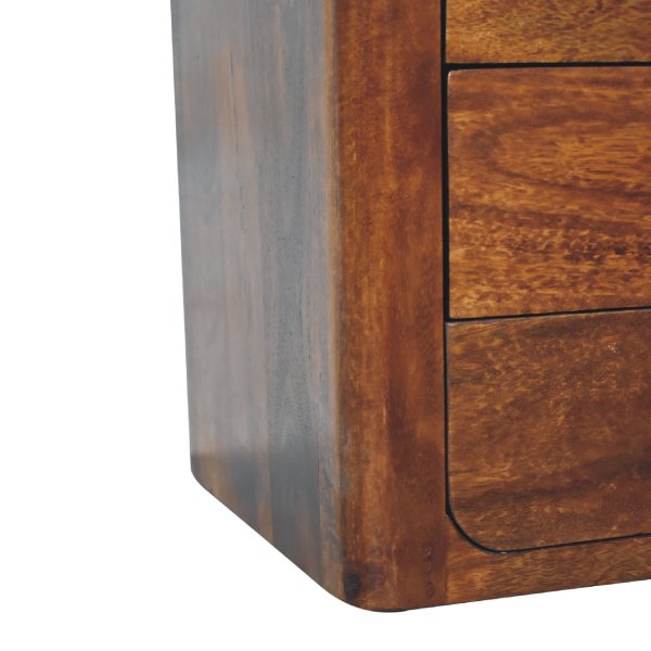 Solid Mango Wood Chestnut Finished 3 Drawer Luca Bedside - Image 8