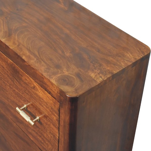 Solid Mango Wood Chestnut Finished Luca Chest of 3 Drawers - Image 5