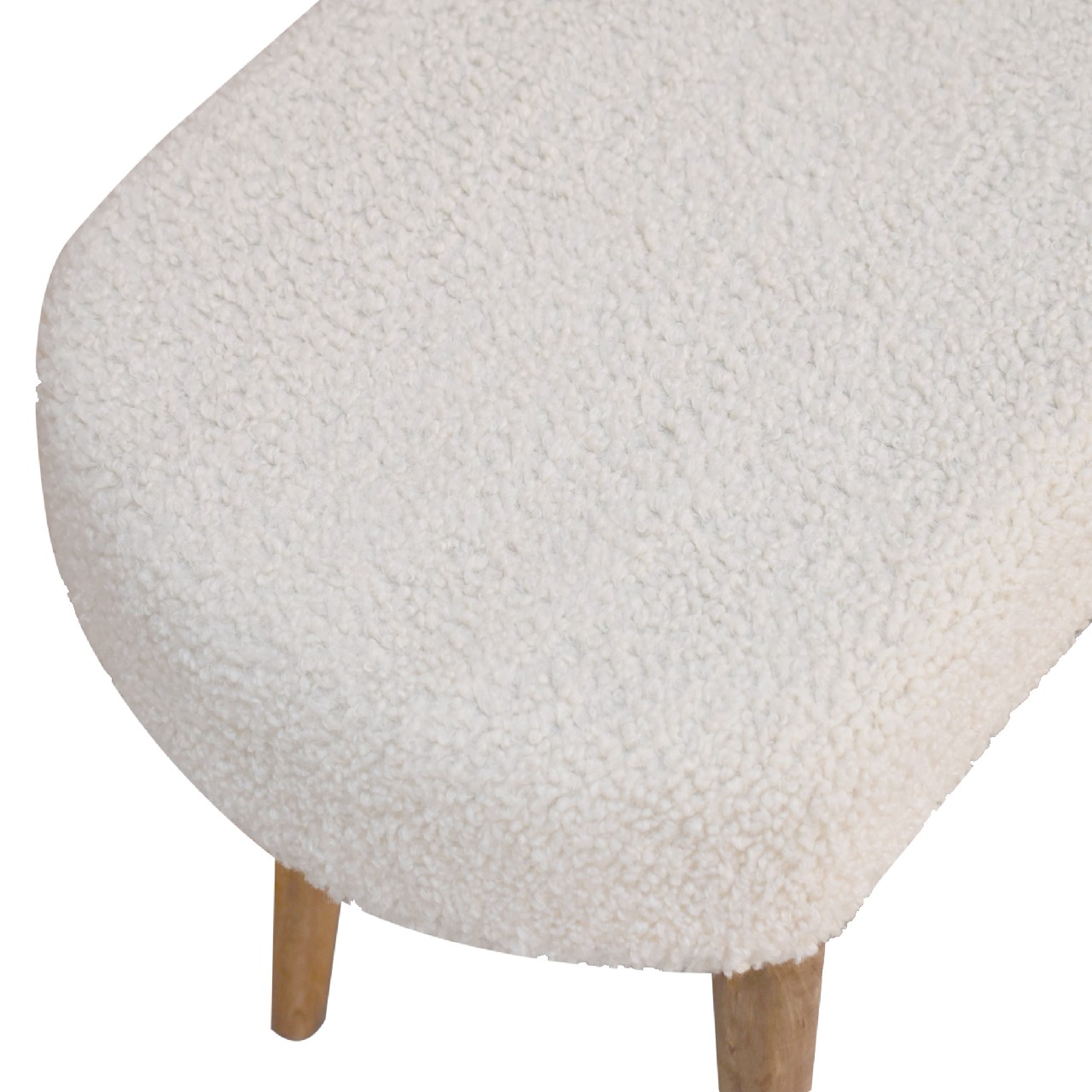 Solid Mango Wood Natural Finished Cream Boucle Bench - Image 5