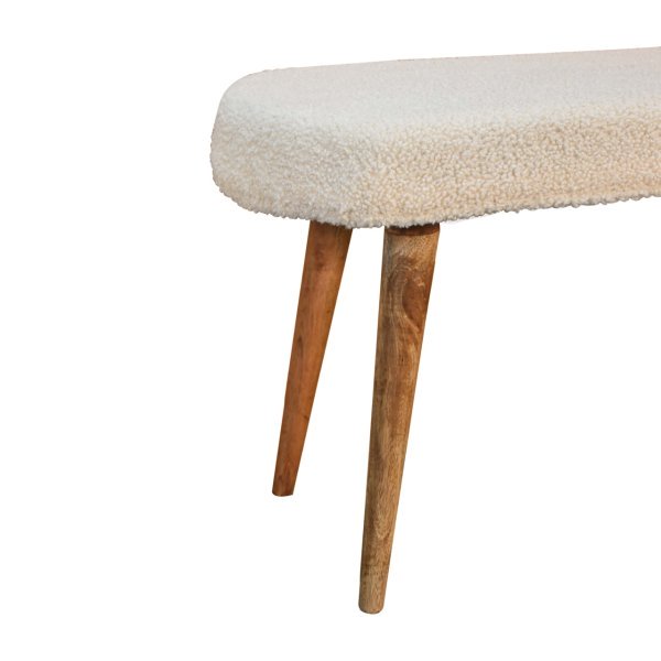 Solid Mango Wood Natural Finished Cream Boucle Bench - Image 7