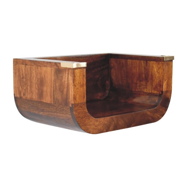 Solid Mango Wood Chestnut Finished Indira Floating Bedside - Image 3