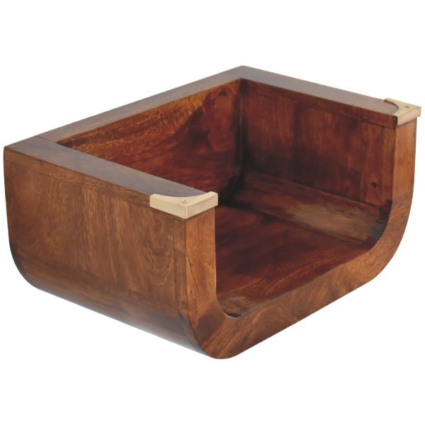 Solid Mango Wood Chestnut Finished Indira Floating Bedside - Image 4