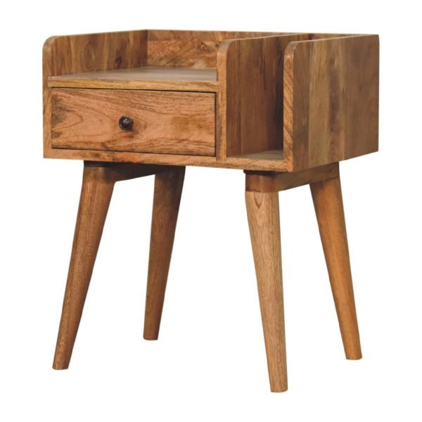 Mango Wood Oak Finished 1 Drawer 1 Slot Collective Bedside - Image 3