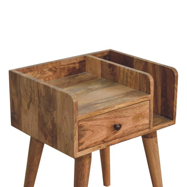 Mango Wood Oak Finished 1 Drawer 1 Slot Collective Bedside - Image 4