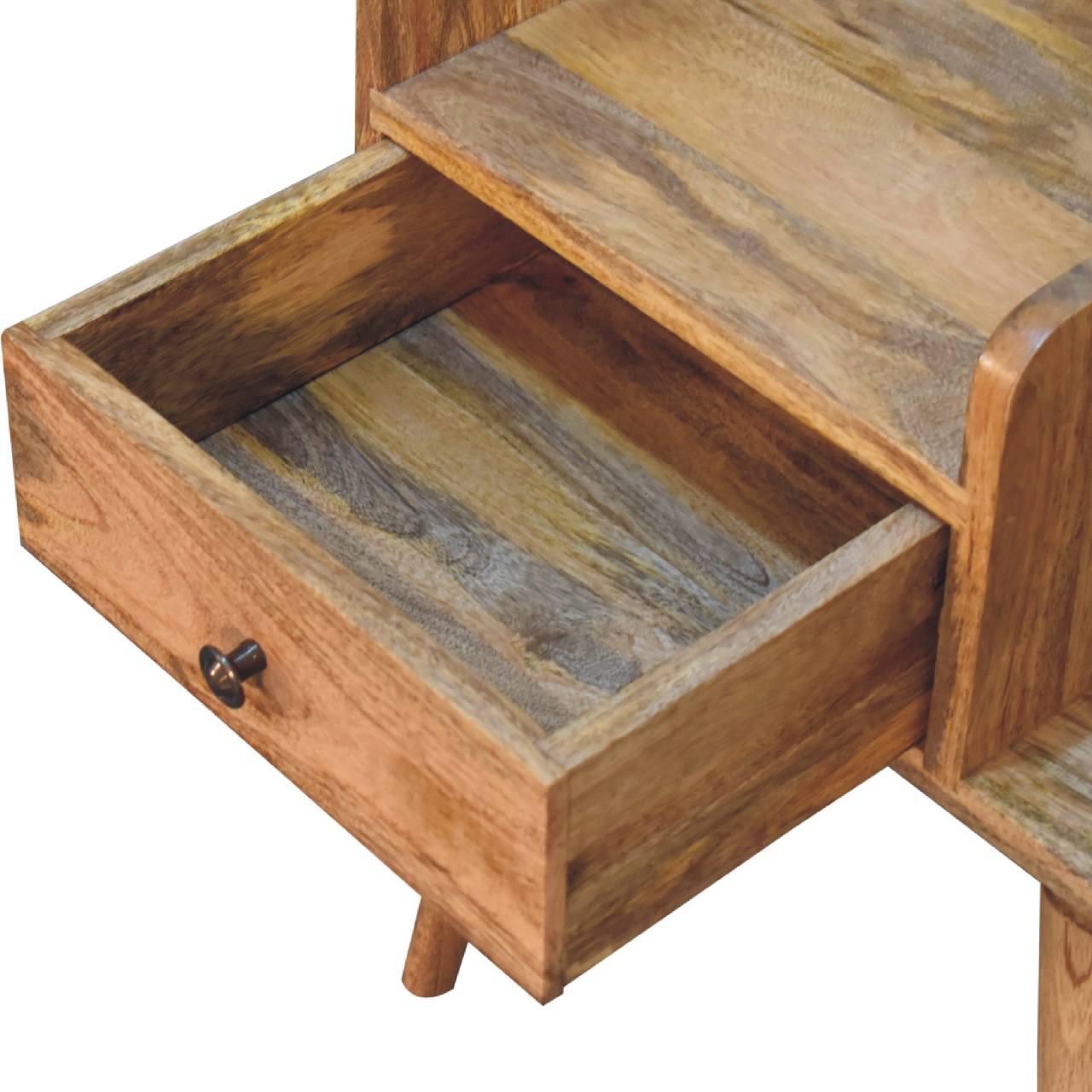 Mango Wood Oak Finished 1 Drawer 1 Slot Collective Bedside - Image 6