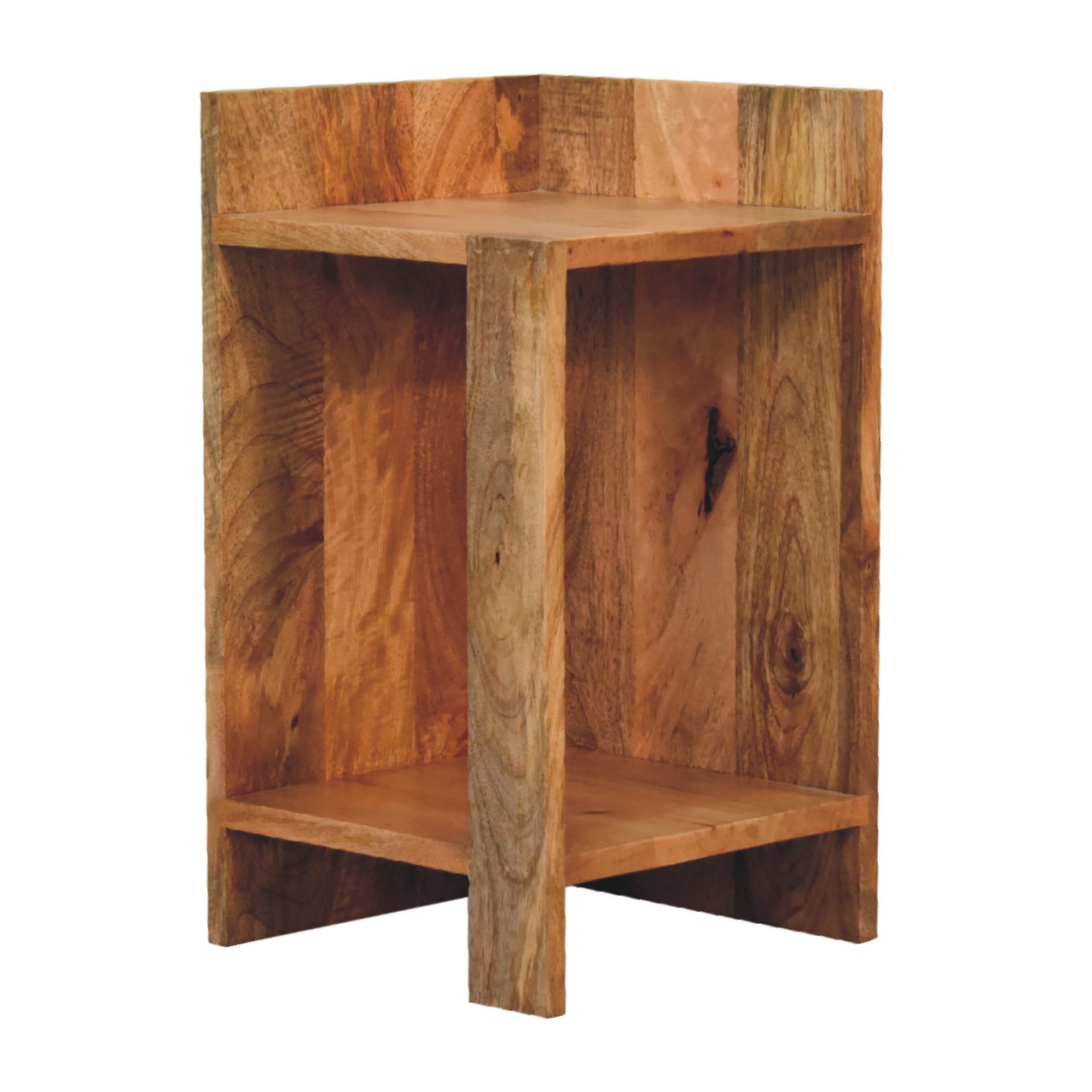Solid Mango Wood Oak Finished Box Bedside - Image 2