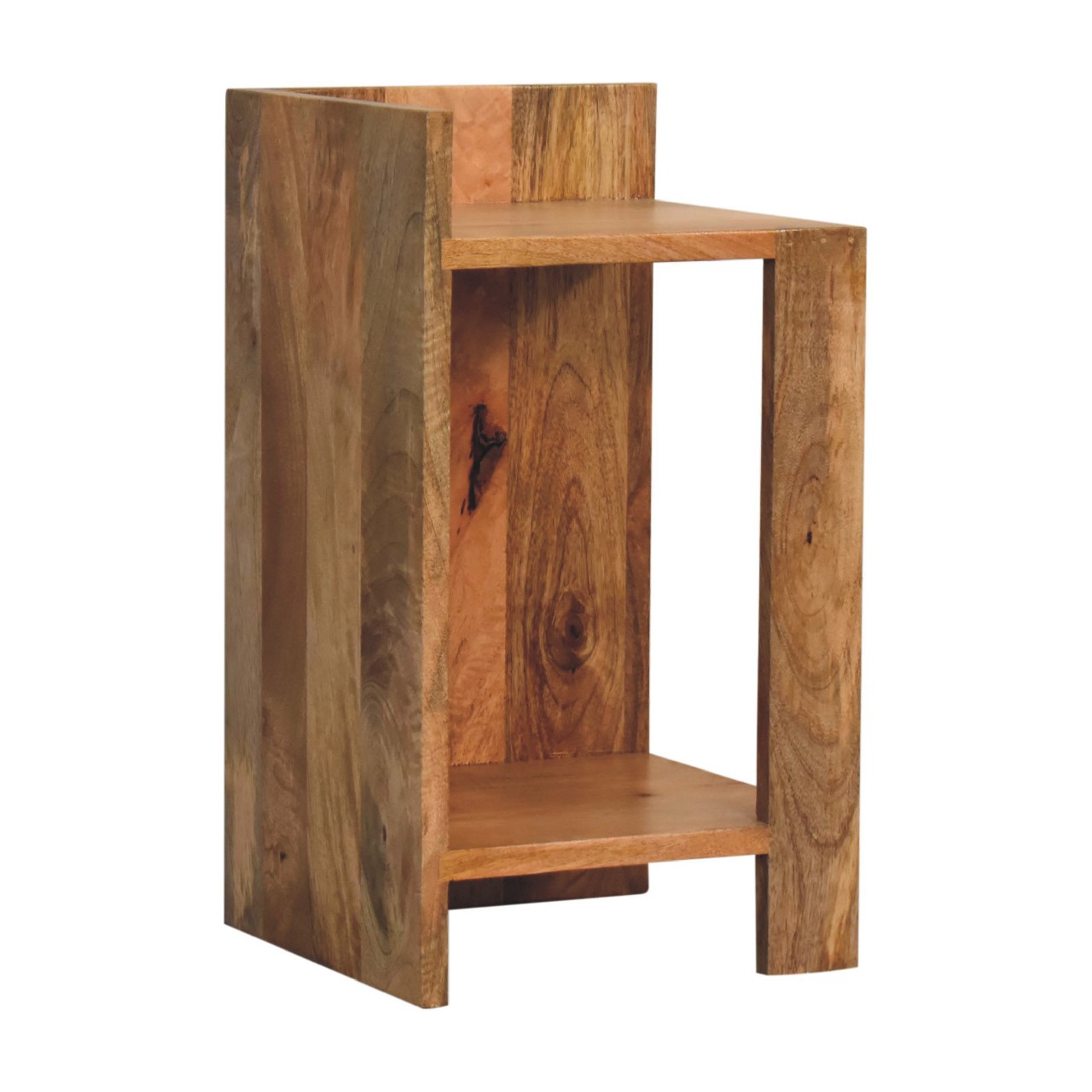 Solid Mango Wood Oak Finished Box Bedside - Image 3
