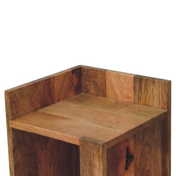 Solid Mango Wood Oak Finished Box Bedside - Image 4