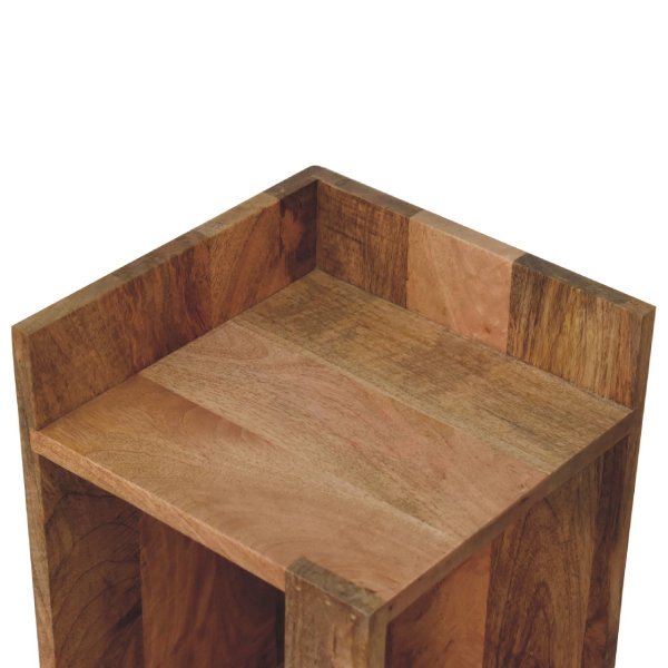 Solid Mango Wood Oak Finished Box Bedside - Image 5