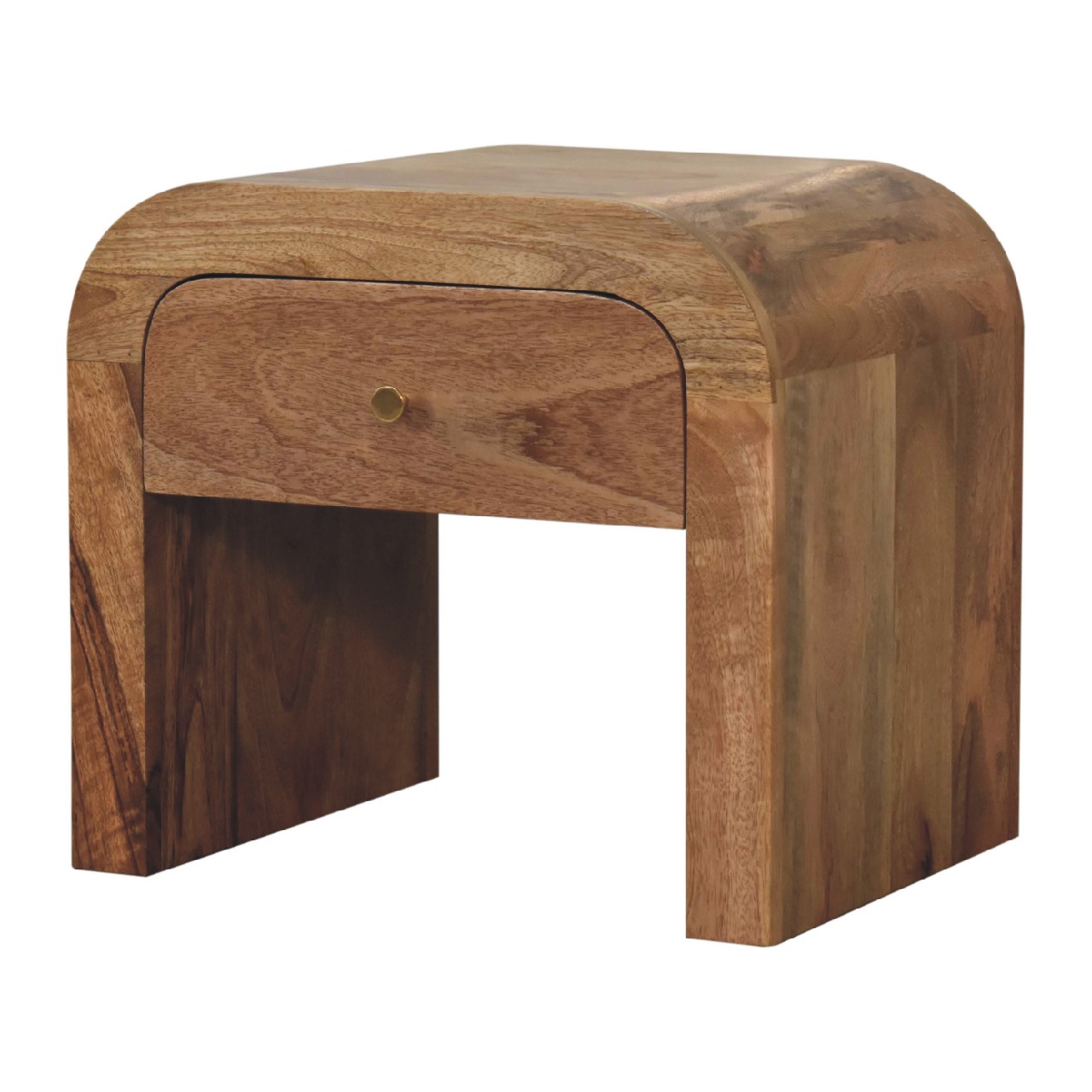 Solid Mango Wood Oak Finished 1 Drawer Darcy Bedside - Image 2
