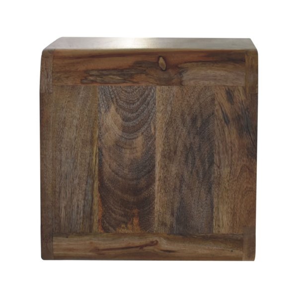 Solid Mango Wood Oak Finished Open Curved Wall Mounted Bedside - Image 7