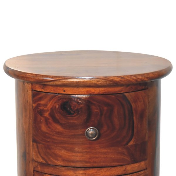 Solid Sheesham Wood Chestnut Finished 3 Drawer Drum - Image 3