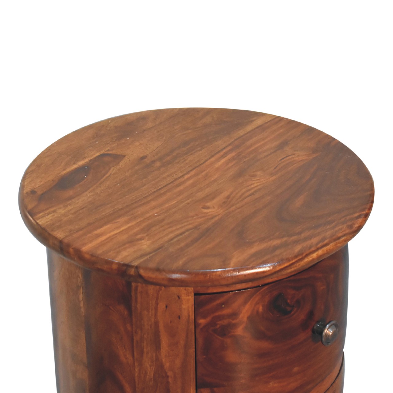 Solid Sheesham Wood Chestnut Finished 3 Drawer Drum - Image 4