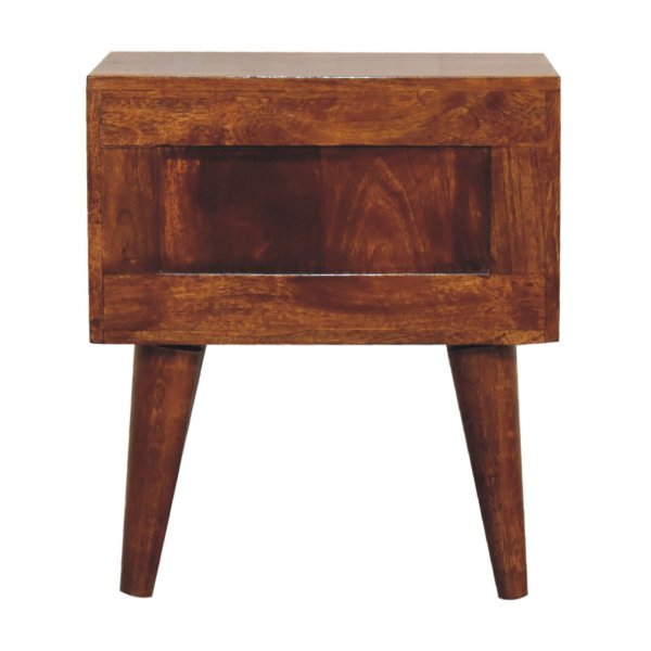 Solid Mango Wood Chestnut Finished 2 Drawer Mini Modern Bedside - Image 9