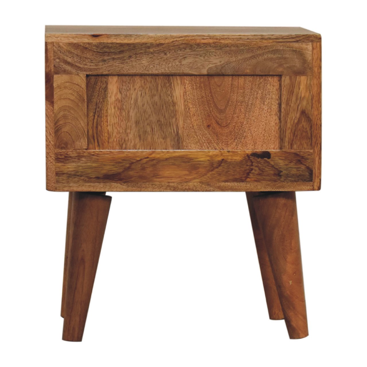 Solid Mango Wood Oak Finished 2 Drawer Mini Modern Bedside - Image 9