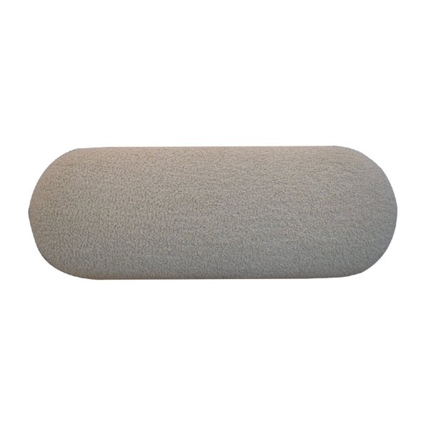 Solid Mango Wood Oak Finished Boucle Upholstered Bench - Image 7