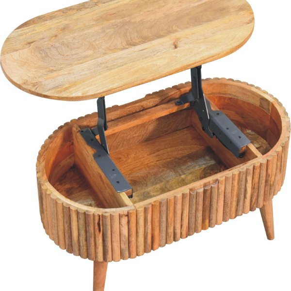 Solid Mango Wood Oak Finished Mokka Coffee Table - Image 6