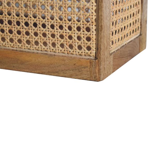 Solid Mango Wood Oak Finished Rattan Larissa Storage Box - Image 7