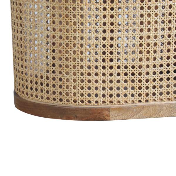 Solid Mango Wood Oak Finished Rattan Larissa Lid-up Storage Stool - Image 8