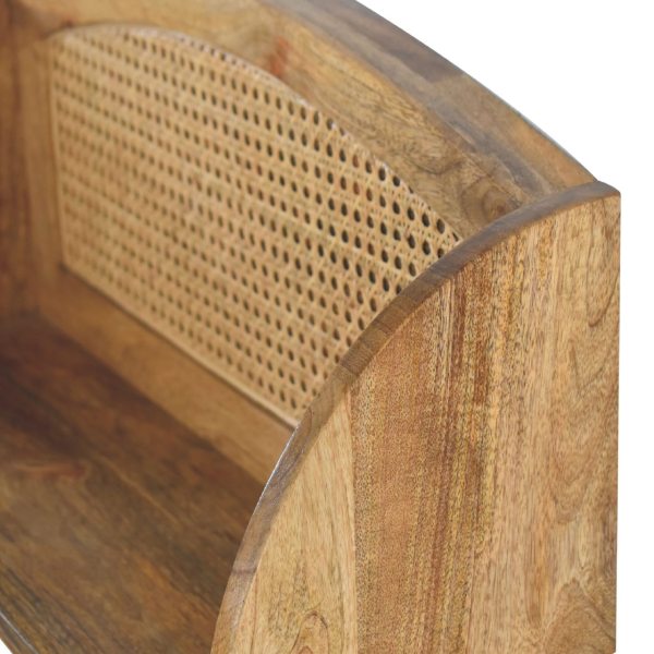 Solid Mango Wood Oak & Rattan Finished Larissa Open Wall Mounted Shelf - Image 3