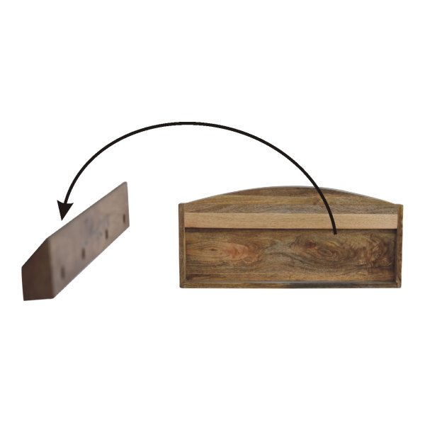 Solid Mango Wood Oak & Rattan Finished Larissa Open Wall Mounted Shelf - Image 6