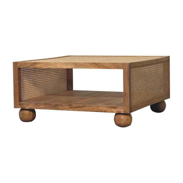 Solid Mango Wood Oak & Rattan Finished Larissa Large Coffee Table - Image 2