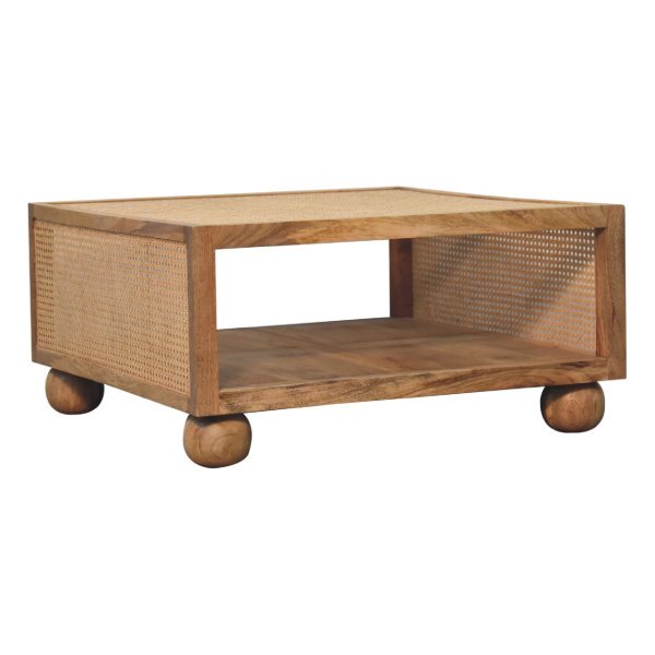 Solid Mango Wood Oak & Rattan Finished Larissa Large Coffee Table - Image 3