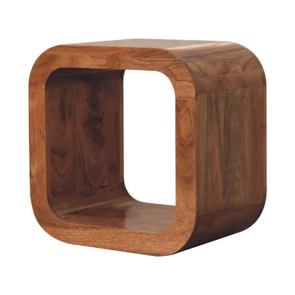 Solid Mango Wood Solid Acacia Wood Caramel Finished Round Bedside - Image 3