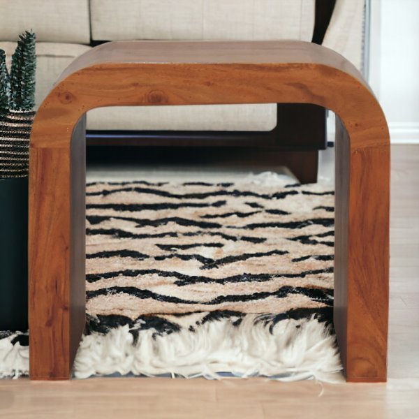 Solid Mango Wood Honey Caramel Finished Acacia Darcy End Table