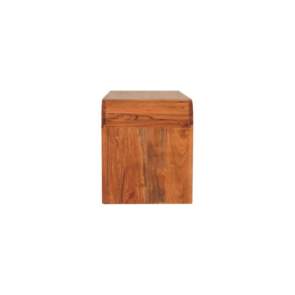Solid Mango Wood Acacia Honey Caramel Darcy Media Unit with Shelf - Image 9